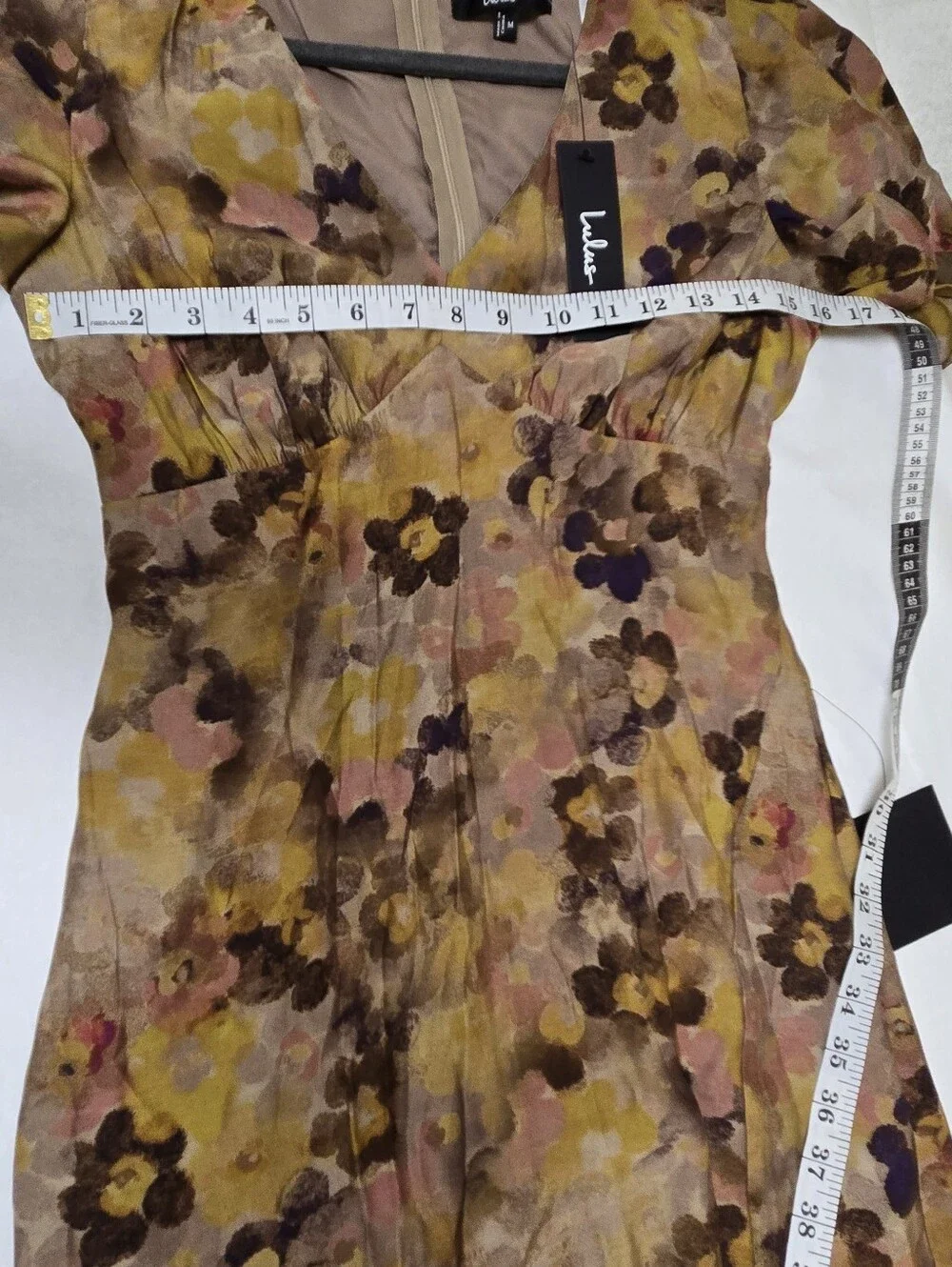 NWT Marvelously Stylish Brown Floral Flutter Sleeve Midi Dress Size M